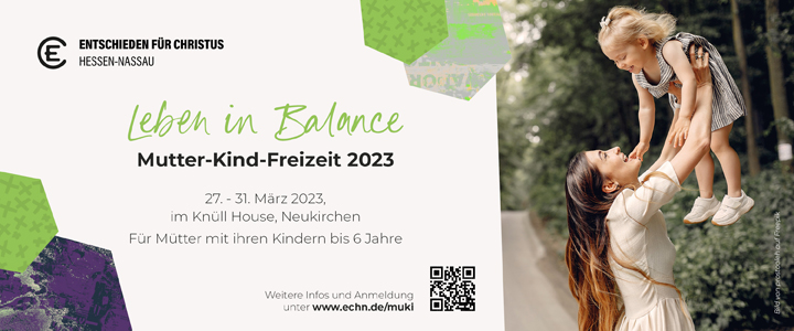 Titelbild Flyer zur Mutter-Kind-Freizeit 2023: Leben in Balance